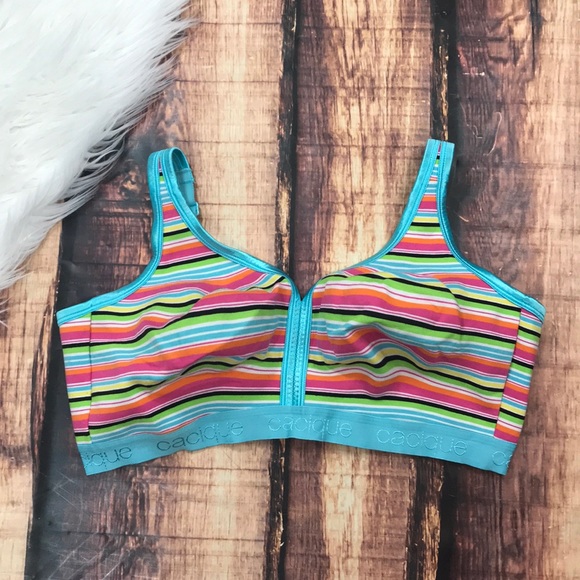 Cacique Other - Cacique Blue Pink Green Striped T Shirt Bra 42DD
